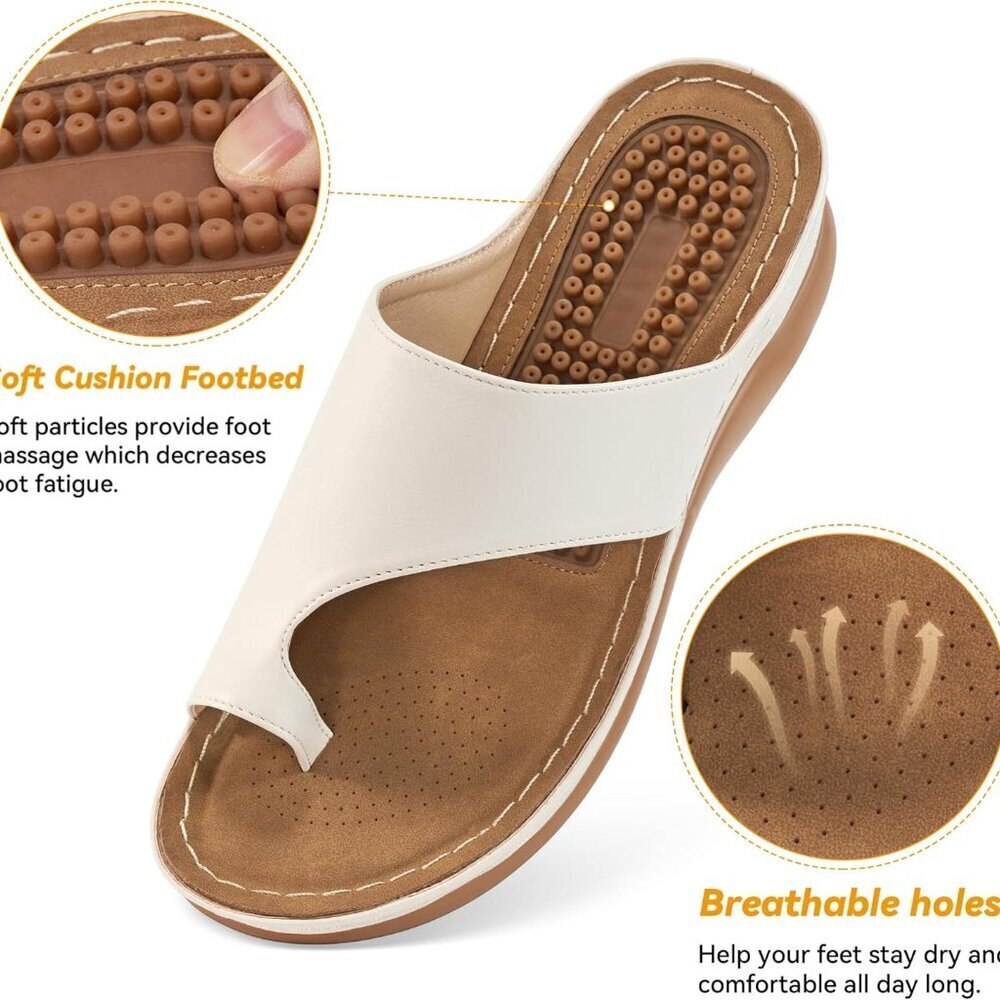 Women Wedge Sandals PU Bunion Corrector Adjustable TPR Sole Summer Shoe - Picture 3 of 6